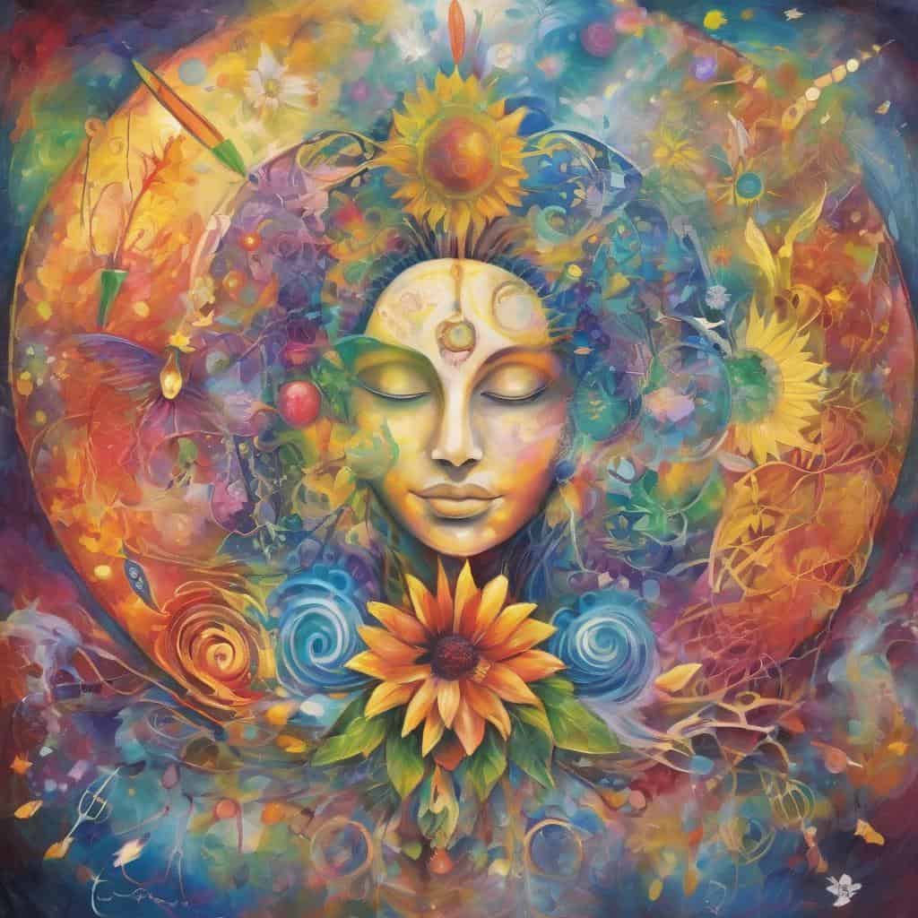 Αφή: Δυτική και ανατολική τέχνη και φύση σε αφηρημένο και πολύχρωμο πίνακα.